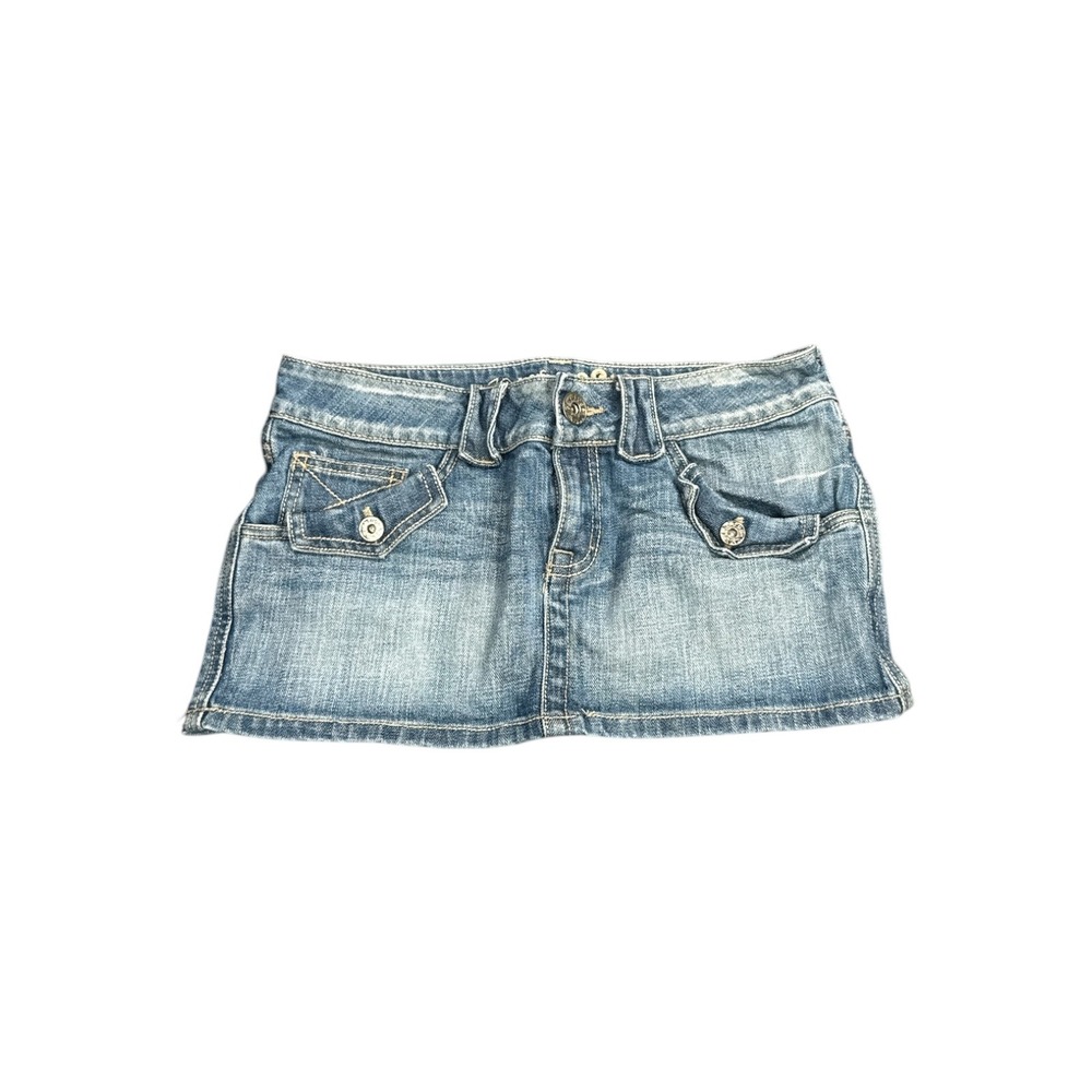 Refuge Denim Womens Y2K Low Rise Mini Skirt Medium Wash Blue Size 5